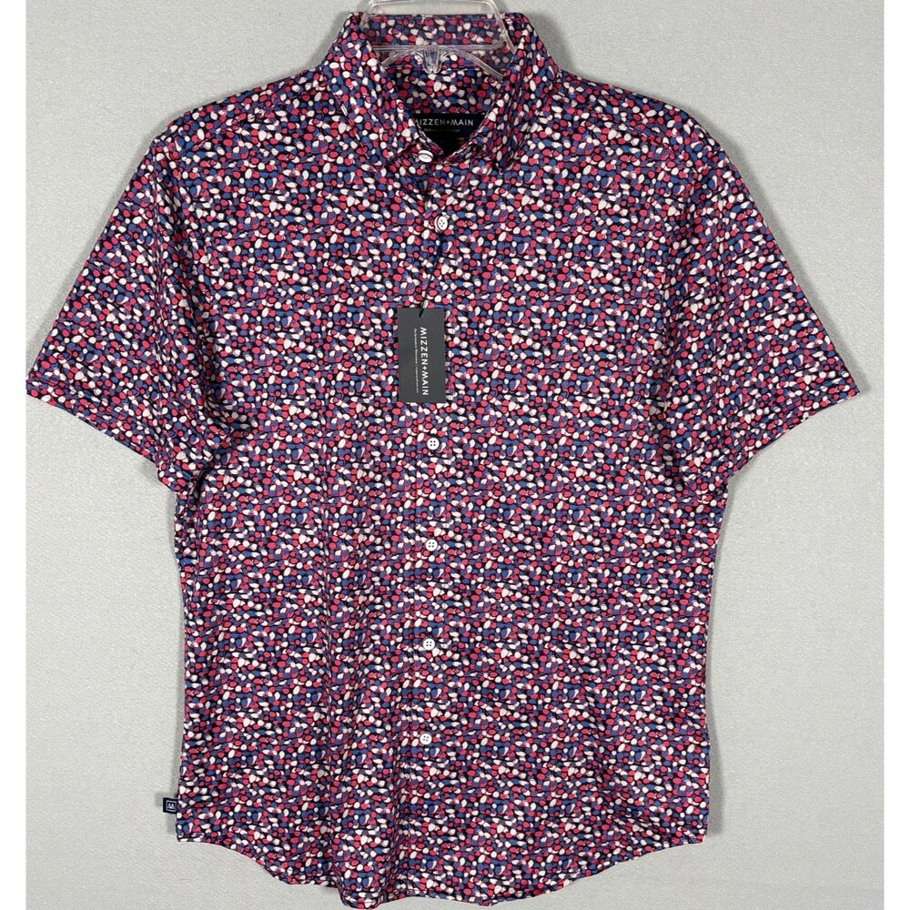 NWT Mizzen Main Halyard Performance Shirt Mens S Art Deco AOP Button Up Stretch